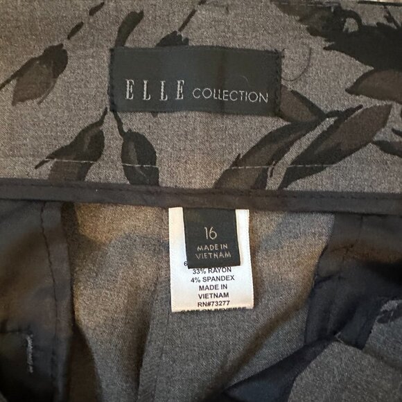 NWT Elle Collection Floral Gray & Black Pants/Slacks Women's Plus Size 16 - Picture 4 of 4